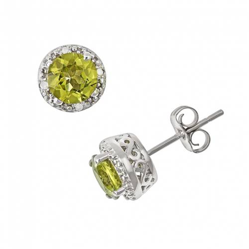 銀色 シルバー ダイヤモンド イヤリング 【 CELEBRATION GEMS STERLING SILVER PERIDOT AND DIAMOND AC..
