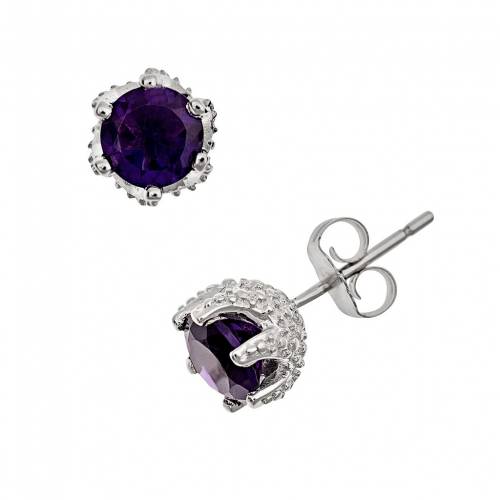 【★スーパーSALE★12/11深夜2時迄】銀色 シルバー イヤリング 【 CELEBRATION GEMS STERLING SILVER AMETHYST STUD EARRINGS / 】 ジュ..