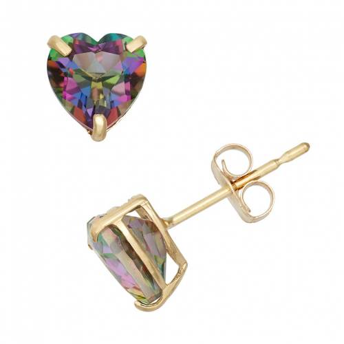 ゴールド イヤリング 緑 グリーン 【 DESIGNS BY GIOELLI MYSTIC TOPAZ 10K GOLD HEART STUD EARRINGS ..