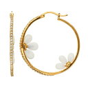 白色 ホワイト ゴールド 銀色 シルバー フープ イヤリング & 【 SOPHIE MILLER CUBIC ZIRCONIA SIMULATED WHITE AGATE 14K GOLD OVER SILVER FLORAL HOOP EARRINGS / 】 ジュエリー アクセサリー レディースジュエリー