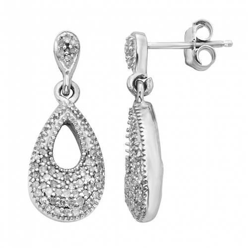 銀色 シルバー ダイヤモンド イヤリング 白色 ホワイト 4CT. T.W. 【 JEWELEXCESS STERLING SILVER 1/4-CT. DIAMOND TEARDROP EARRINGS / WHITE 】 ジュエリー アクセサリー レディースジュエリー