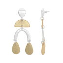 レザー イヤリング 銀色 シルバー 【 BELLA UNO TWO TONE LEATHER DROP EARRINGS / SILVER TONE 】 ジュエリー アクセサリー レディースジュエリー