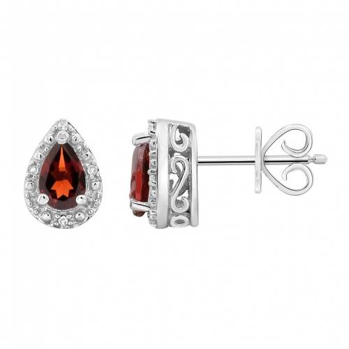 銀色 シルバー ダイヤモンド イヤリング 【 CELEBRATION GEMS STERLING SILVER PEAR SHAPED GENUINE GARNET DIAMOND ACCENT STUD EARRINGS / 】 ジュエリー アクセサリー レディースジュエリー