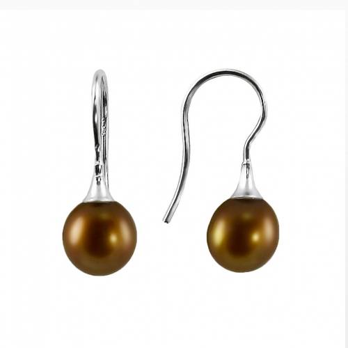 【★スーパーSALE★9/11深夜2時迄】銀色 シルバー パール イヤリング 【 SILVER UNBRANDED STERLING CHOCOLATEDYED FRESHWATER CULTURED PEARL DROP EARRINGS 】