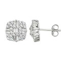 銀色 シルバー イヤリング 【 DESIGNS BY GIOELLI STERLING SILVER CUBIC ZIRCONIA ACCENT BAGUETTE STUD EARRINGS / 】 ジュエリー アクセサリー レディースジュエリー