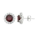 白色 ホワイト ゴールド イヤリング 赤 レッド & 【 UNBRANDED DESIGNS BY GIOELLI GARNET WHITE TOPAZ 10K GOLD HALO STUD EARRINGS / RED 】 ジュエリー アクセサリー レディースジュエリー