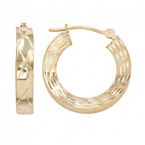 【★スーパーSALE★12/11深夜2時迄】ゴールド フープ イヤリング 黄色 イエロー 【 UNBRANDED 10K GOLD STRIPED CONCAVE HOOP EARRINGS / YELLOW GOLD 】 ジュエリー アクセサリー レディースジュエリー