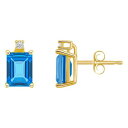 ブランド名Celebration Gems性別womens (adult)商品名14k Gold Emerald Cut Blue Topaz &amp; Diamond Accent Stud Earringsカラー/14k/Gold