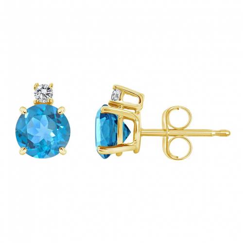 ゴールド 青色 ブルー ダイヤモンド イヤリング & 【 CELEBRATION GEMS 14K GOLD BLUE TOPAZ DIAMOND ACCENT STUD EARRINGS / 】 ジュエリー アクセサリー レディースジュエリー