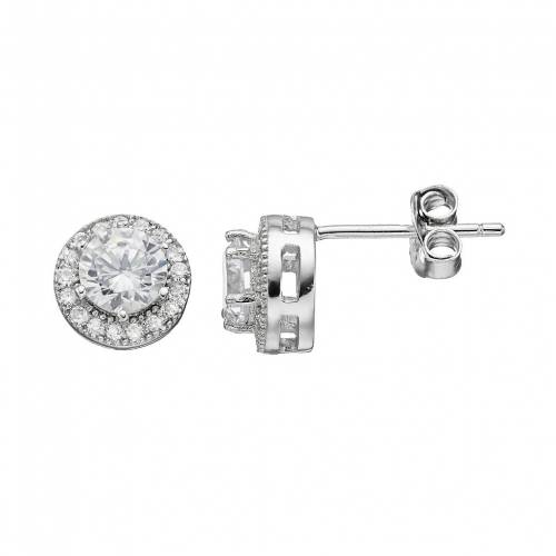 銀色 シルバー イヤリング 灰色 グレー 【 PRIMROSE STERLING SILVER CUBIC ZIRCONIA HALO STUD EARRINGS / GREY 】 ジュエリー アクセサリー レディースジュエリー