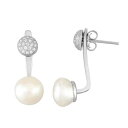 【★Fashion THE SALE★7/12午前10時迄】銀色 シルバー パール ジャケット イヤリング 白色 ホワイト & 【 UNBRANDED STERLING SILVER FRESHWATER CULTURED PEARL CUBIC ZIRCONIA EAR JACKET EARRINGS / WHITE 】 ジュエリー アクセサリー レディースジュエリー