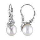 パール ダイヤモンド 銀色 シルバー イヤリング 白色 ホワイト & 【 STELLA GRACE FRESHWATER CULTURED PEARL DIAMOND ACCENT STERLING SILVER DROP EARRINGS / WHITE 】 ジュエリー アクセサリー レディースジュエリー