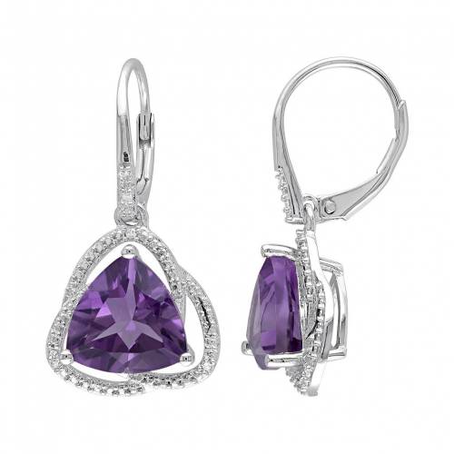 ダイヤモンド 銀色 シルバー イヤリング 紫 パープル & 【 STELLA GRACE AMETHYST DIAMOND ACCENT STERLING SILVER DROP EARRINGS / PURPLE 】 ジュエリー アクセサリー レディースジュエリー