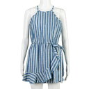 SPEECHLESS ロンパース 【 Striped Romper With Front Ruffle Overlay 】 Blue Stripe