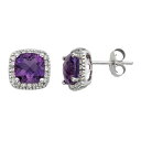 ダイヤモンド 白色 ホワイト ゴールド イヤリング 紫 パープル & T.W. 【 UNBRANDED AMETHYST 1/6 CARAT DIAMOND 10K WHITE GOLD HALO BUTTON STUD EARRINGS / PURPLE 】 ジュエリー アクセサリー レディースジュエリー