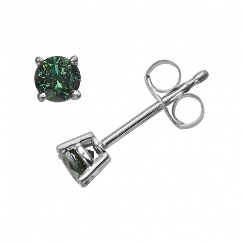 白色 ホワイト ゴールド 緑 グリーン ダイヤモンド イヤリング 3CT. T.W. 【 UNBRANDED 14K WHITE GOLD 1/3-CT. ROUND-CUT GREEN DIAMOND STUD EARRINGS / 】 ジュエリー アクセサリー レディースジュエリー