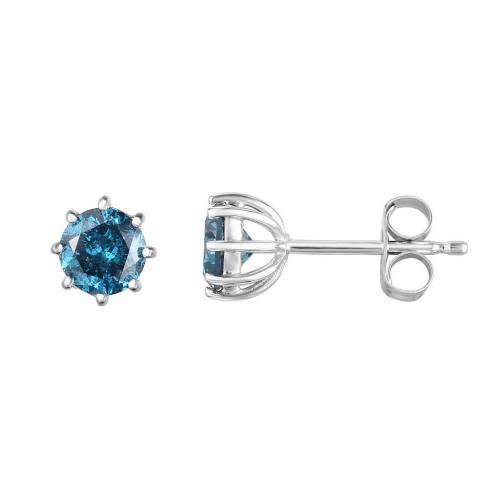 白色 ホワイト ゴールド 青色 ブルー ダイヤモンド イヤリング T.W. 【 14K WHITE GOLD 3/4 CARAT BLUE DIAMOND STUD EARRINGS / 14K WHGOLD 】 ジュエリー アクセサリー レディースジュエリー