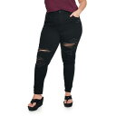 SO ハイ ライズ 【 Plus Size Super High Rise Jeggings 】 Black Destructed