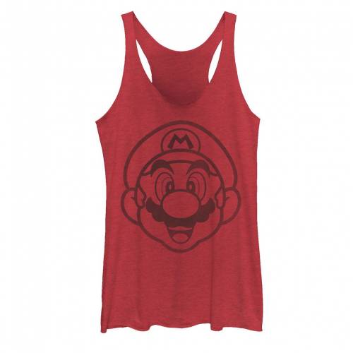 【★Fashion THE SALE★1/14迄】キャラクター アート グラフィック タンクトップ 赤 レッド ヘザー 【 LICENSED CHARACTER NINTENDO SUPER MARIO BIG FACE LINE ART GRAPHIC TANK / RED HEATHER 】 キッズ ベビー マタニティ トップス