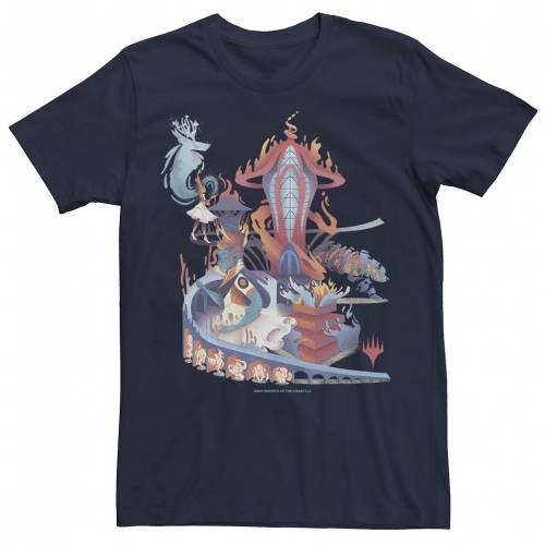 キャラクター マジック Tシャツ 紺色 ネイビー 【 LICENSED CHARACTER MAGIC THE GATHERING PRISMARI SCHOOL GROUNDS COLLAGE TEE NAVY 】