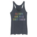 【★Fashion THE SALE★1/14迄】虹色 レインボー タンクトップ 紺色 ネイビー ヘザー 【 UNBRANDED YOUNG ADULT PRONOUN RAINBOW TEXT WORD STACK TANK / NAVY HEATHER 】 キッズ ベビー マタニティ トップス