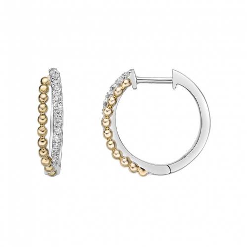   ա  T.W.  GEMMINDED TWO TONE 10K GOLD 1/8 CARAT DIAMOND HOOP EARRINGS / 10K TWO TONE  奨꡼ ꡼ ǥ奨꡼