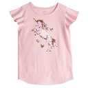 JUMPING BEANS Tシャツ 【 S 4-12 Sequin Flutter-sleeve Tee 】 Sequin Unicorn Pink