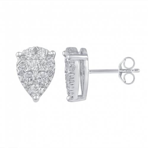 ڡѡSALE6/112ۥ 俧 С   T.W.  ROYAL AURA STERLING SILVER 1 CARAT DIAMOND TEARDROP CLUSTER STUD EARRINGS /  奨꡼ ꡼ ǥ奨꡼