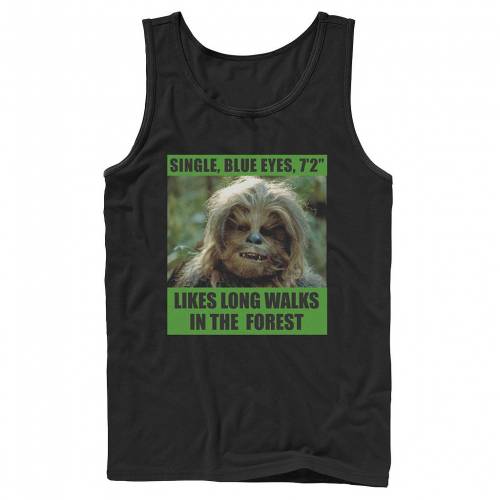 キャラクター 青色 ブルー タンクトップ 黒色 ブラック スターウォーズ 【 LICENSED CHARACTER CHEWBACCA SINGLE BLUE EYES LIKES LONG WALKS TANK BLACK 】