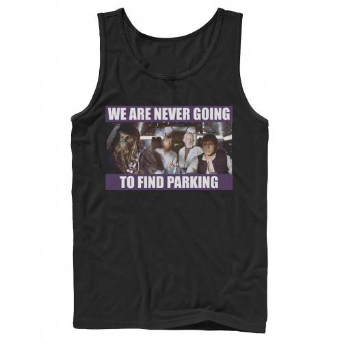 キャラクター タンクトップ 黒色 ブラック スターウォーズ 【 LICENSED CHARACTER STAR WARS WE ARE NEVER GOING TO FIND PARKING TANK TOP / BLACK 】 メンズファッション トップス