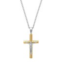 【★Fashion THE SALE★7/12午前10時迄】銀色 スチール ゴールド ネックレス 【 STEEL NATION GOLD TONE ION-PLATED CRUCIFIX PENDANT NECKLACE / TWO TONE 】 ジュエリー アクセサリー メンズジュエリー ペンダント(4)