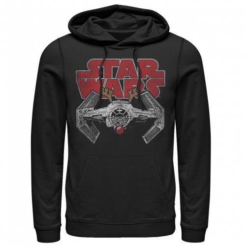 キャラクター ネクタイ ファイター クリスマス フーディー パーカー 黒色 ブラック スターウォーズ 【 LICENSED CHARACTER TIE FIGHTER RUDOLF NOSE CHRISTMAS HOODIE BLACK 】