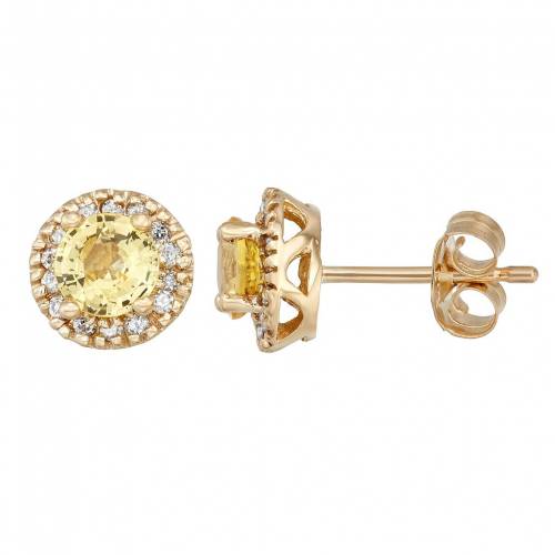 ゴールド 黄色 イエロー ダイヤモンド イヤリング & T.W. 【 UNBRANDED 14K GOLD YELLOW SAPPHIRE 1/8 CARAT IGL CERTIFIED DIAMOND HALO EARRINGS / 】 ジュエリー アクセサリー レディースジュエリー