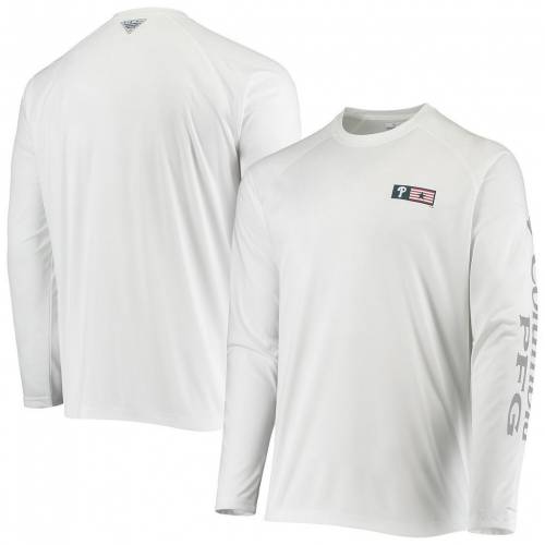 白色 ホワイト フィラデルフィア フィリーズ ラグラン スリーブ Tシャツ 長袖 【 SLEEVE UNBRANDED COLUMBIA WHITE AMERICANA TERMINAL TACKLE OMNISHADE RAGLAN TSHIRT PHL 】