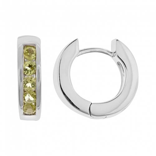 銀色 シルバー フープ イヤリング 【 CELEBRATION GEMS STERLING SILVER PERIDOT HINGED HOOP EARRINGS / MULTI NONE 】 ジュエリー アクセサリー レディースジュエリー