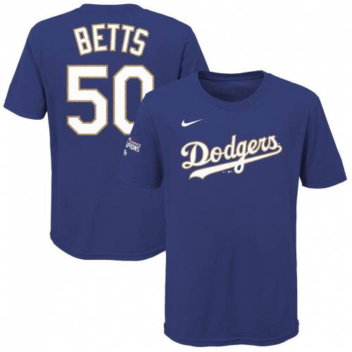 ナイキ 子供用 ドジャース ゴールド Tシャツ 青色 ブルー ロサンゼルス & 【 NIKE YOUTH MOOKIE BETTS ROYAL 2021 GOLD PROGRAM NAME NUMBER TSHIRT LAD BLUE 】