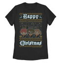 【★Fashion THE SALE★7/12午前10時迄】キャラクター クリスマス トレーナー Tシャツ 黒色 ブラック 【 LICENSED CHARACTER HARRY POTTER HAPPY CHRISTMAS CHIBI UGLY SWEATER TEE / BLACK 】 キッズ ベビー マタニティ トップス カットソー