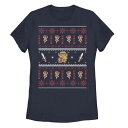 キャラクター レジェンド ニット Tシャツ 紺色 ネイビー 【 LICENSED CHARACTER LEGEND OF ZELDA PIXELATED KNIT COLLAGE TEE / NAVY 】 キッズ ベビー マタニティ トップス カットソー