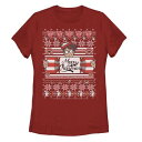 キャラクター クリスマス グラフィック Tシャツ 赤 レッド WHERE'S 【 LICENSED CHARACTER WALDO CHRISTMAS UGLY SWEATER-STYLE GRAPHIC TEE / RED 】 キッズ ベビー マタニティ トップス カットソー