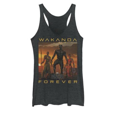 キャラクター 黒色 ブラック タンクトップ ヘザー FOREVER" ジュニア キッズ 【 HEATHER LICENSED CHARACTER MARVEL BLACK PANTHER WAKANDA 】