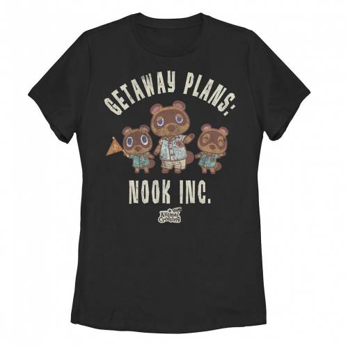 キャラクター Tシャツ 黒色 ブラック PLANS: INC. 【 LICENSED CHARACTER ANIMAL CROSSING NEW HORIZONS GETAWAY NOOK TEE / BLACK 】 キッズ ベビー マタニティ トップス カットソー