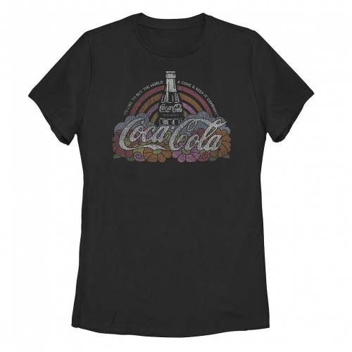 キャラクター 虹色 レインボー ロゴ Tシャツ 黒色 ブラック 【 LICENSED CHARACTER COCA COLA RAINBOW ARCH FLORAL LOGO TEE BLACK 】