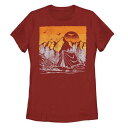 Tシャツ 赤 レッド 【 UNBRANDED CAMPING MOUNTAIN RANGE TONAL POSTER TEE / RED 】 キッズ ベビー マタニティ トップス カットソー