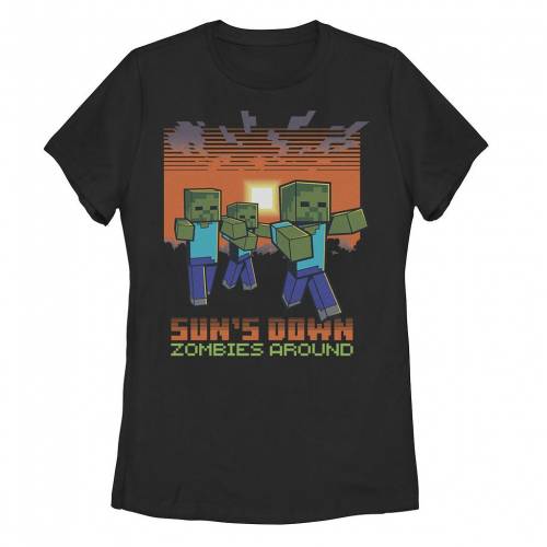 キャラクター ダウン アラウンド Tシャツ 黒色 ブラック SUN S 【 LICENSED CHARACTER MINECRAFT DOWN ZOMBIES AROUND PORTRAIT TEE / BLACK 】 キッズ ベビー マタニティ トップス カットソー