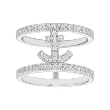 銀色 シルバー 白色 ホワイト 【 SILVER STERLING CUBIC ZIRCONIA ANCHOR RING WHITE 】