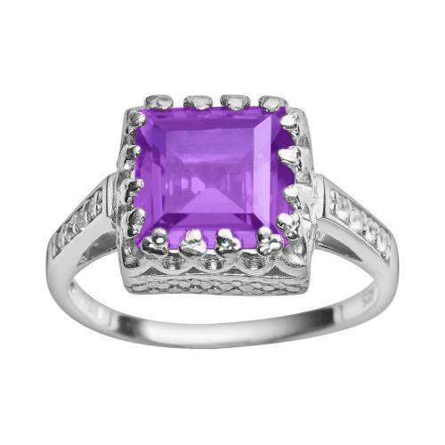 銀色 シルバー 白色 ホワイト 紫 パープル 【 DESIGNS BY GIOELLI STERLING SILVER AMETHYST AND LAB-CREATED WHITE SAPPHIRE CROWN RING / PURPLE 】 ジュエリー アクセサリー レディースジュエリー 指輪 リング