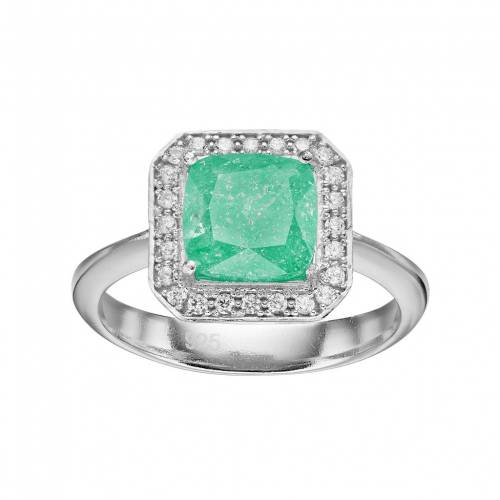 ジルコニア 【★スーパーSALE★6/11深夜2時迄】銀色 シルバー 緑 グリーン 【 UNBRANDED STERLING SILVER CUBIC ZIRCONIA SQUARE HALO RING / GREEN 】 ジュエリー アクセサリー レディースジュエリー 指輪 リング