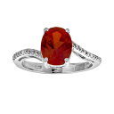 銀色 シルバー ダイヤモンド 赤 レッド 【 GEMMINDED STERLING SILVER LAB-CREATED RUBY AND DIAMOND ACCENT OVAL RING / RED 】 ジュ..