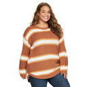 SO クルー トレーナー 【 Plus Size Crew Drop Shoulder Shirttail Sweater 】 Brown Cream Stripe