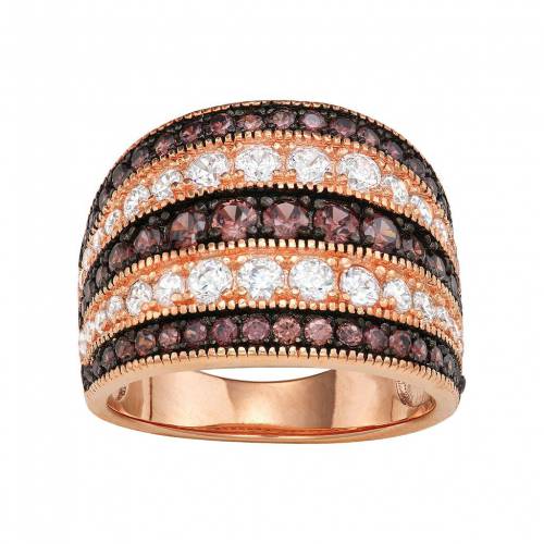 ローズ ゴールド 銀色 シルバー 【 DESIGNS BY GIOELLI 14K ROSE GOLD PLATED SILVER MOCHA CUBIC ZIRCONIA MULTI ROW RING / STERLING SILVER 】 ジュエリー アクセサリー レディースジュエリー 指輪 リング